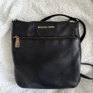 Michael Kors Black Pebbled Leather Crossbody with Gold Hardware